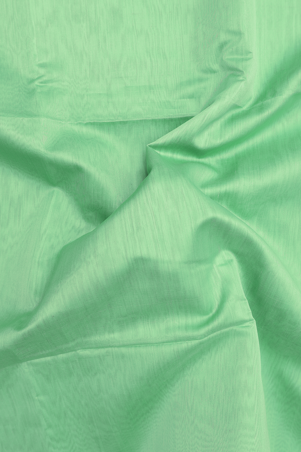 Maheswari Silk Cotton Saree In Mint Green With Zari Border