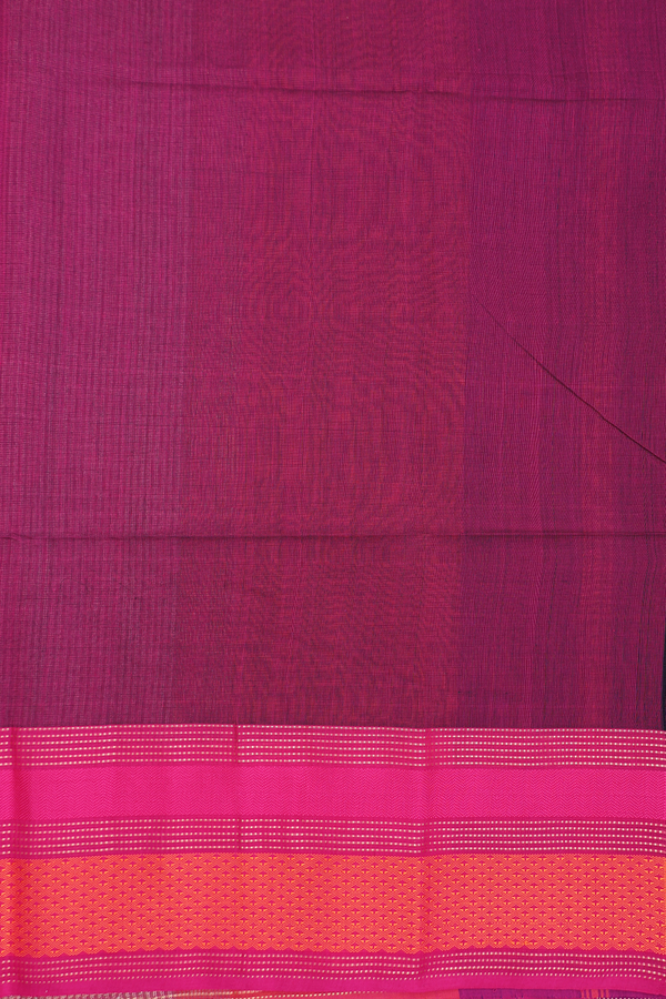 Maheswari Silk Cotton Saree Deep Purple With Contrast Border