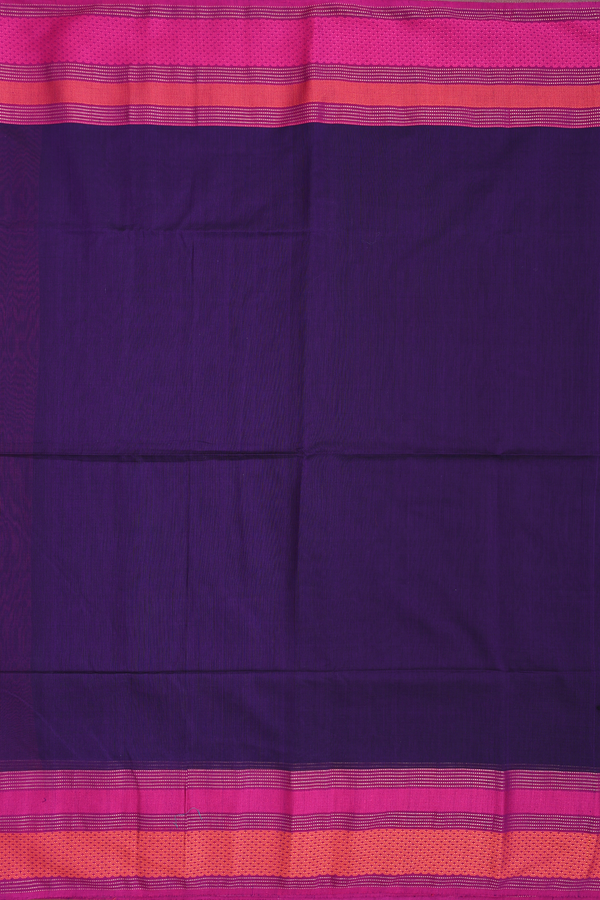 Maheswari Silk Cotton Saree Deep Purple With Contrast Border