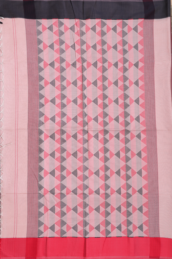 Maheswari Silk Cotton Saree Dusty Rose With Threadwork Border