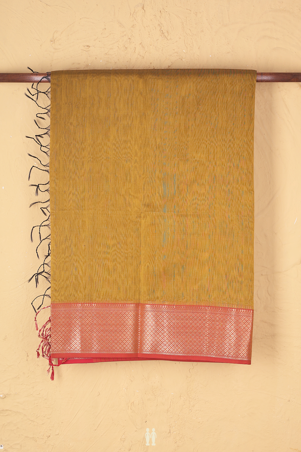 Maheswari Silk Cotton Saree Golden Brown With Contrast Border