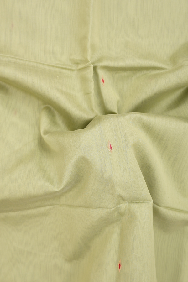 Maheswari Silk Cotton Saree Green With Zari Buttas