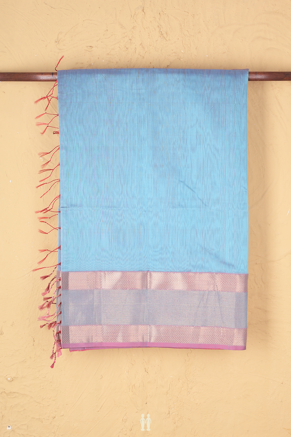Maheswari Silk Cotton Saree In Blue With Contrast Border