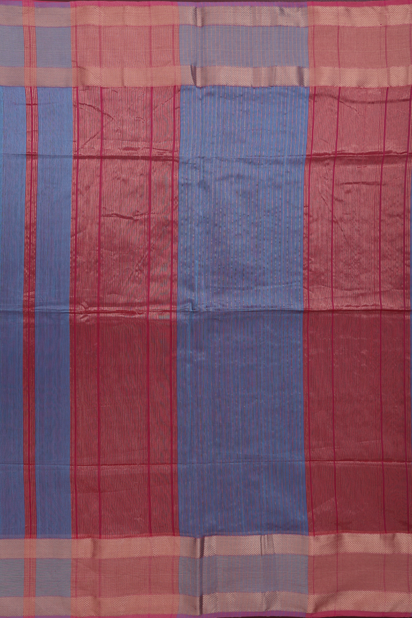 Maheswari Silk Cotton Saree In Blue With Contrast Border