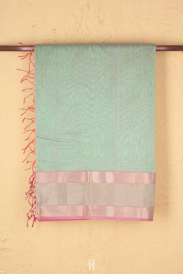 Maheswari Silk Cotton Saree In Green With Contrast Border