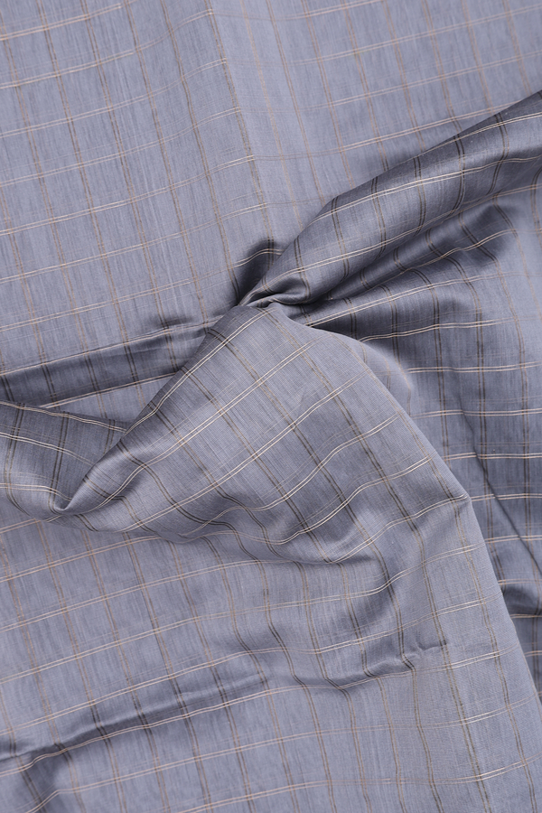 Maheswari Silk Cotton Saree In Grey With Checks Design