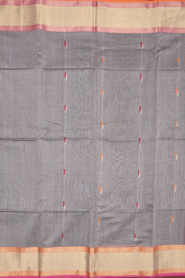 Maheswari Silk Cotton Saree In Greyish Green With Buttas