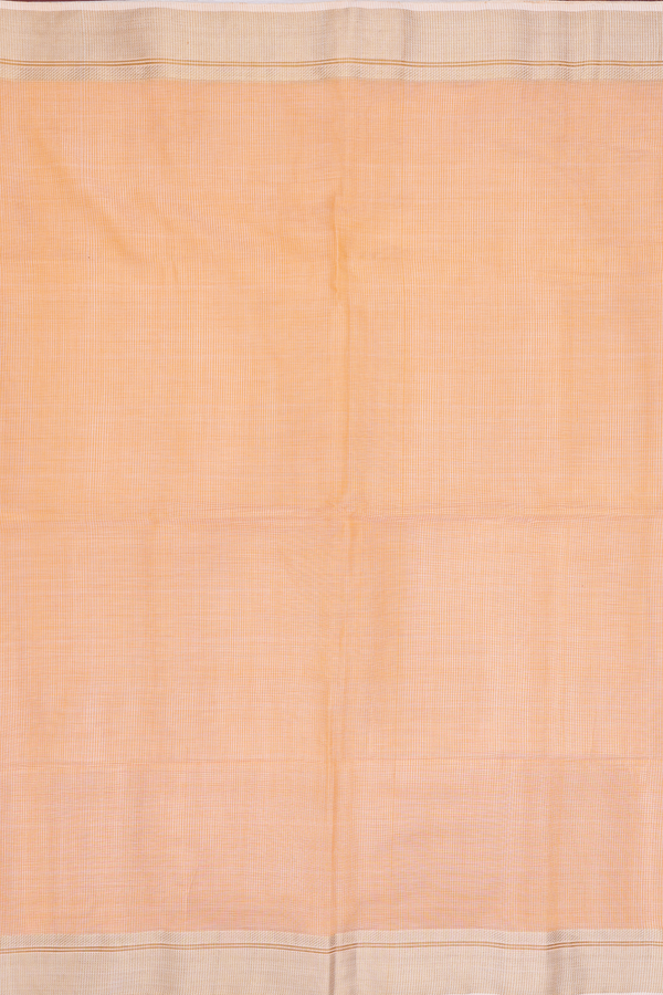 Maheswari Silk Cotton Saree In Orange With Self Checks Design