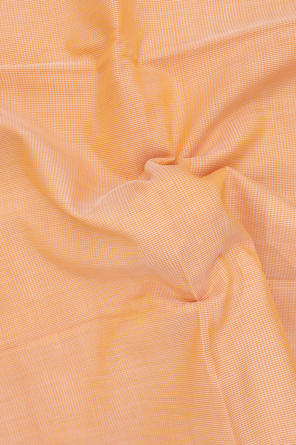 Maheswari Silk Cotton Saree In Orange With Self Checks Design