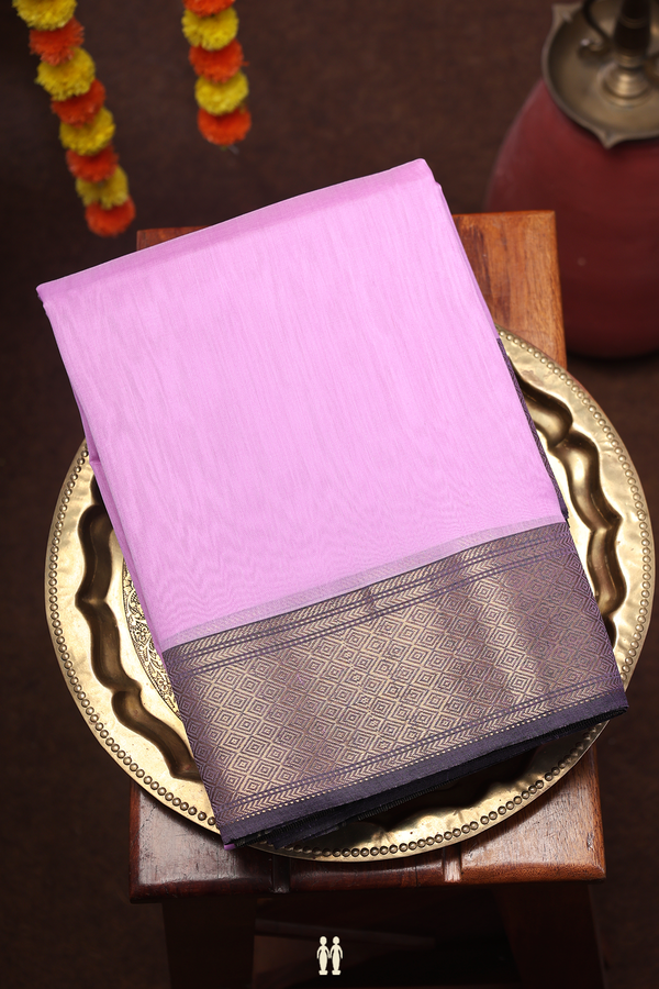 Maheswari Silk Cotton Saree Lavender With Contrast Border