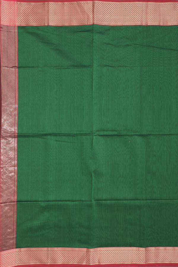 Maheswari Silk Cotton Saree Leaf Green With Contrast Border