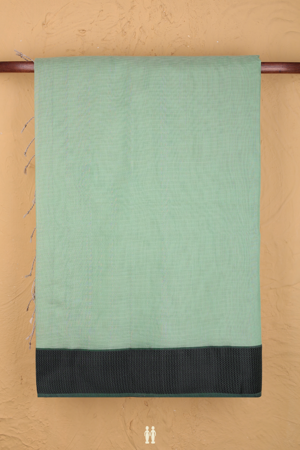 Maheswari Silk Cotton Saree Pastel Green With Contrast Border