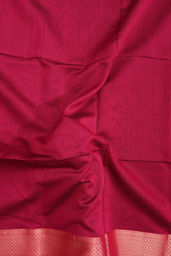 Maheswari Silk Cotton Saree Red With Contrast Border