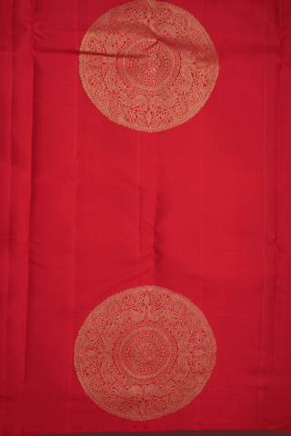 Mandala Zari Design Crimson Red Kanchipuram Silk Saree