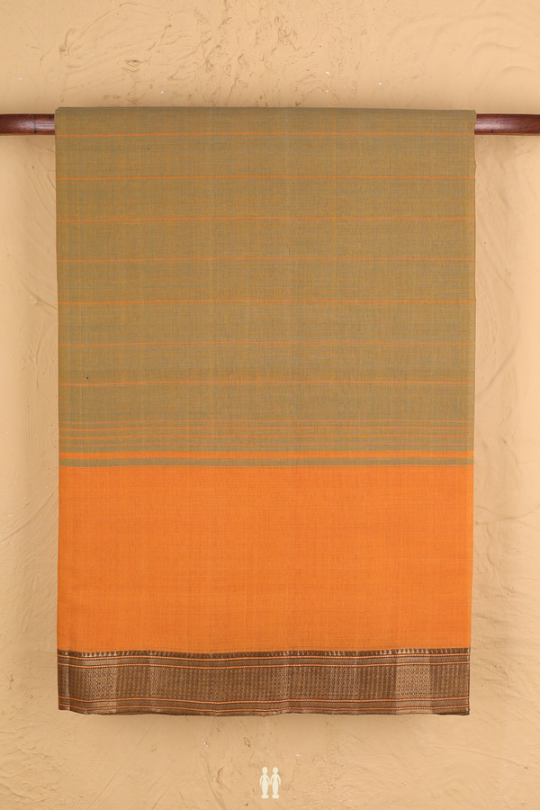 Mangalagiri Cotton In Saree Brown With Stripes Design