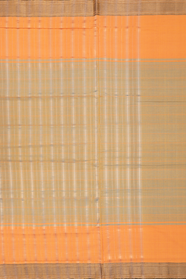 Mangalagiri Cotton In Saree Brown With Stripes Design