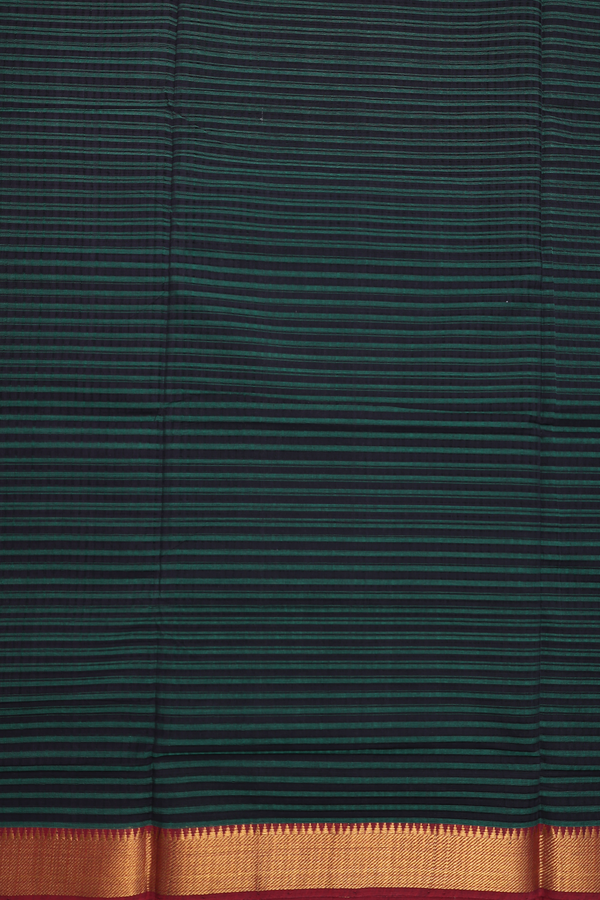 Mangalagiri Cotton Saree Black And Green With Stripes Design