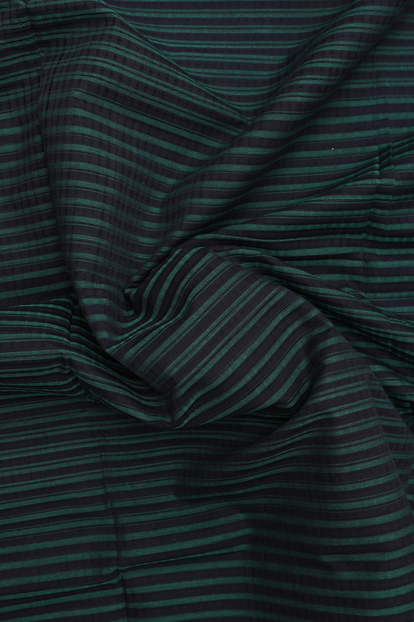 Mangalagiri Cotton Saree Black And Green With Stripes Design