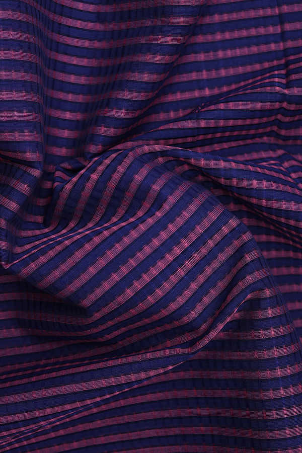 Mangalagiri Cotton Saree Blue And Purple With Stripes Design