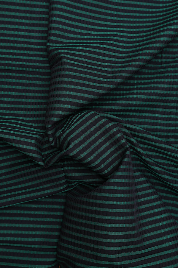 Mangalagiri Cotton Saree Green And Black With Stripes Design