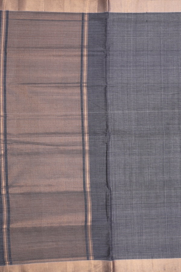 Mangalagiri Cotton Saree In Black With Stripes Design