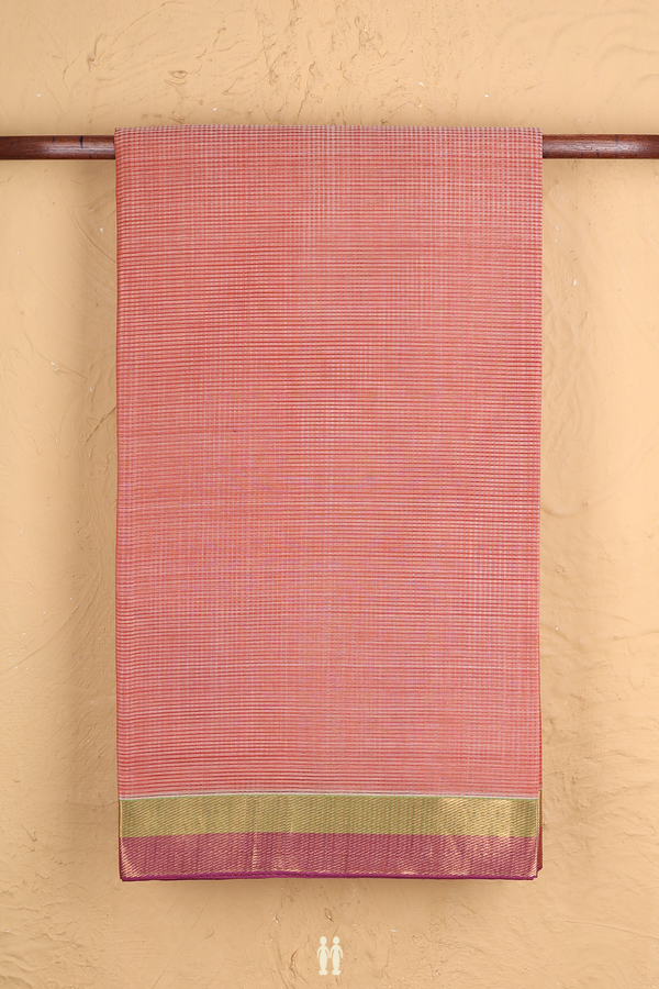 Mangalagiri Cotton Saree In Burnt Orange With Stripes Design