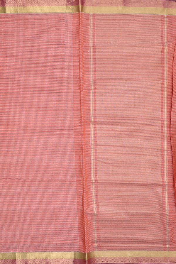 Mangalagiri Cotton Saree In Burnt Orange With Stripes Design