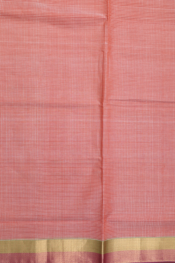 Mangalagiri Cotton Saree In Burnt Orange With Stripes Design