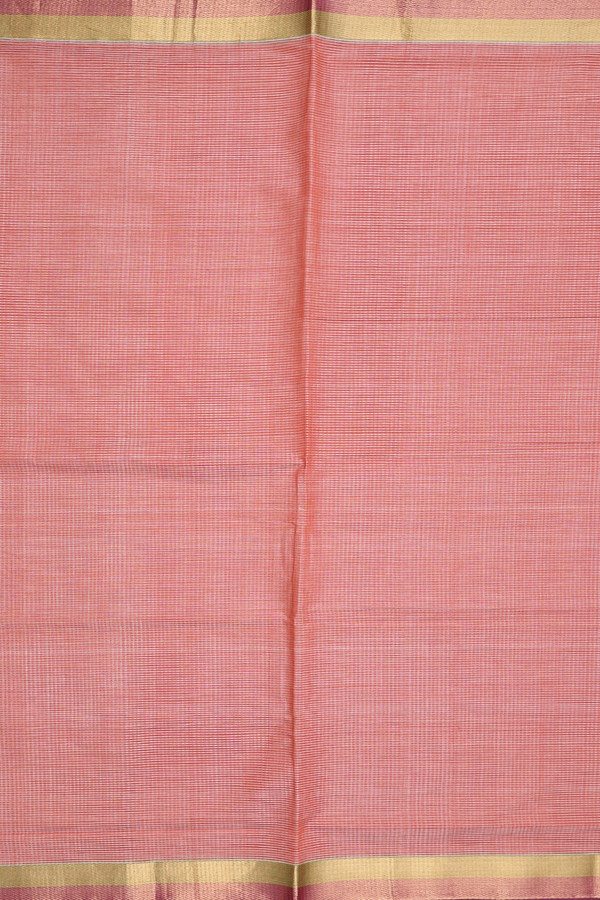 Mangalagiri Cotton Saree In Burnt Orange With Stripes Design