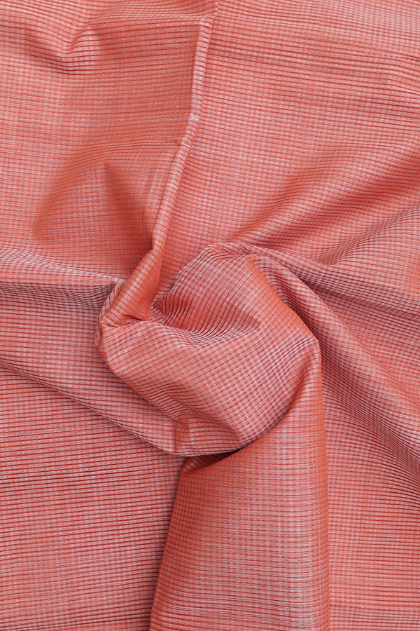 Mangalagiri Cotton Saree In Burnt Orange With Stripes Design