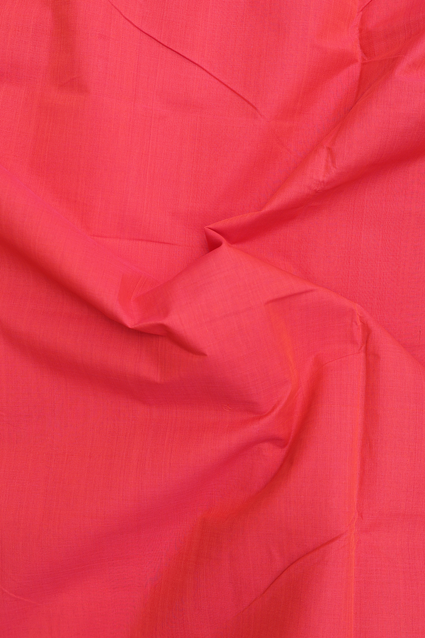 Mangalagiri Cotton Saree In Coral Red With Contrast Border