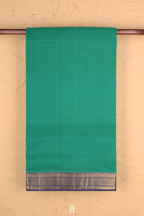 Mangalagiri Cotton Saree In Green With Contrast Border