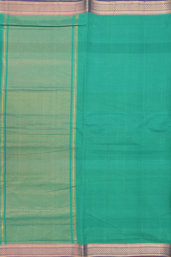 Mangalagiri Cotton Saree In Green With Contrast Border