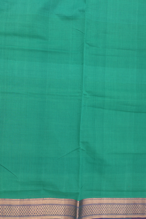 Mangalagiri Cotton Saree In Green With Contrast Border