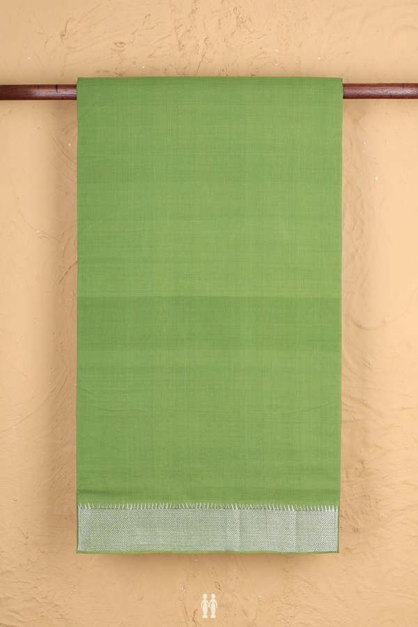 Mangalagiri Cotton Saree In Parrot Green With Zari Border