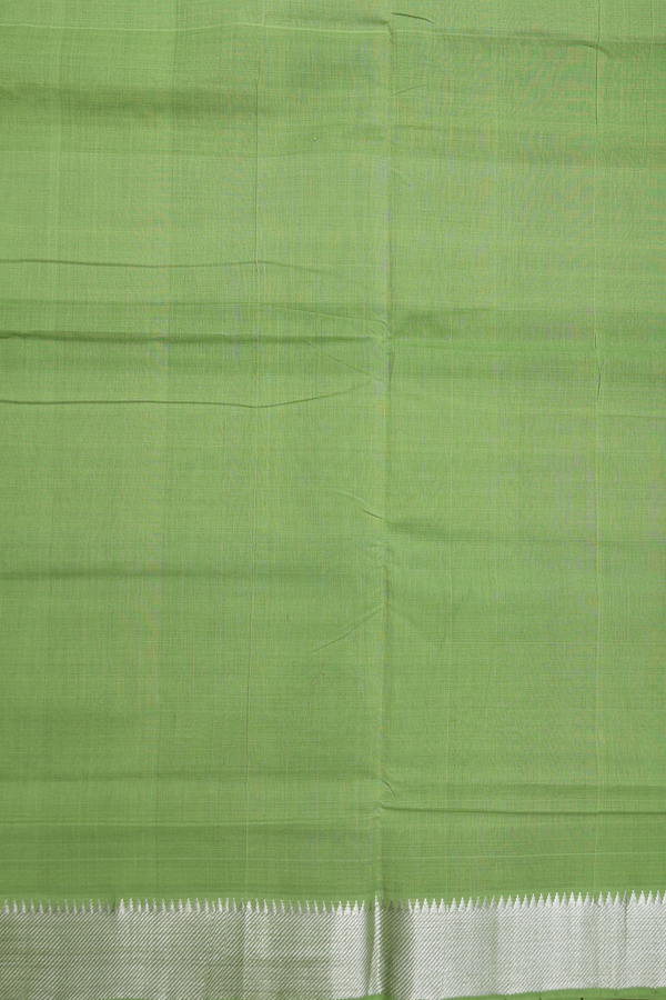 Mangalagiri Cotton Saree In Parrot Green With Zari Border