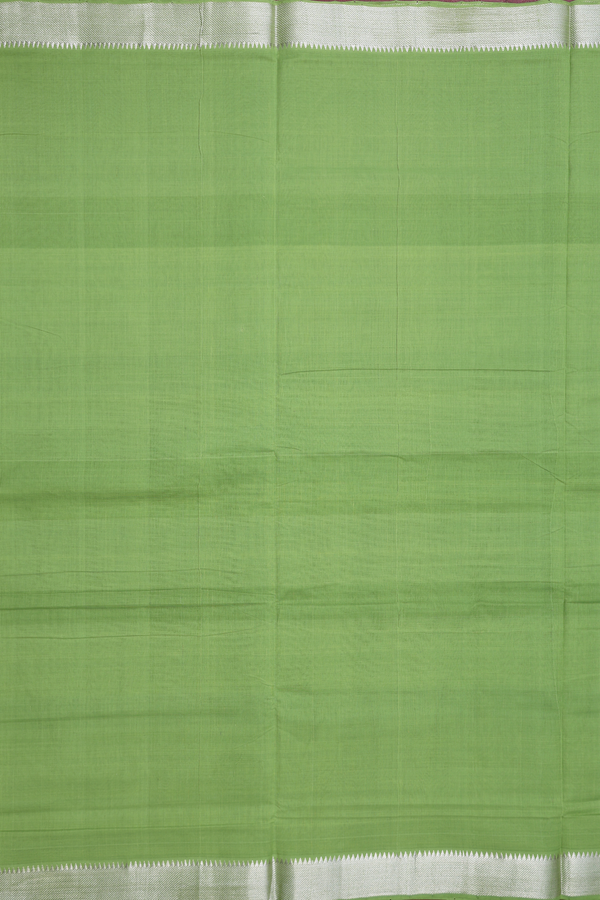 Mangalagiri Cotton Saree In Parrot Green With Zari Border