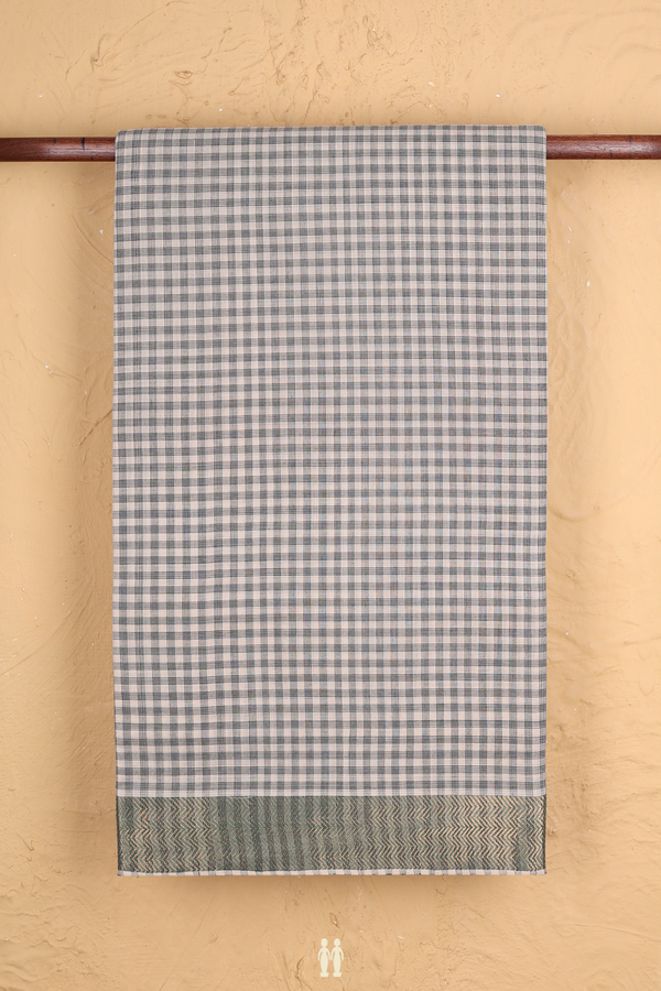 Mangalagiri Cotton Saree In Beige With Checks Design