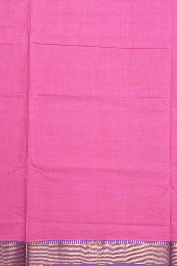 Mangalagiri Cotton Saree In Pink With Contrast Border