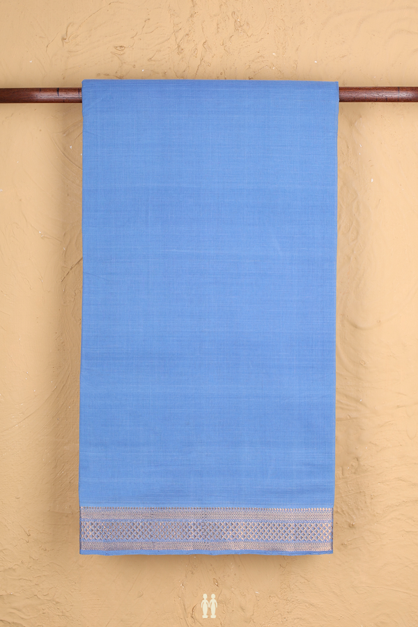 Mangalagiri Cotton Saree In Blue With Contrast Border