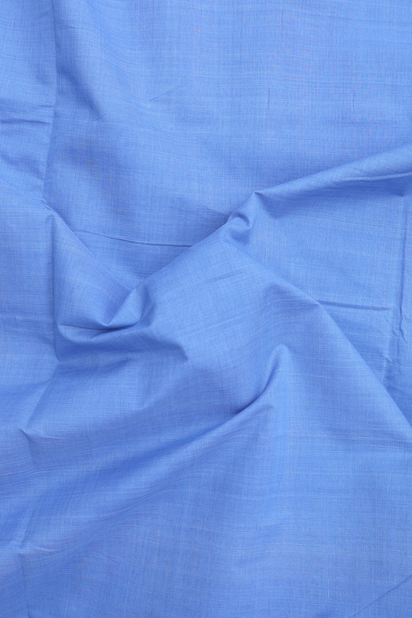 Mangalagiri Cotton Saree In Blue With Contrast Border