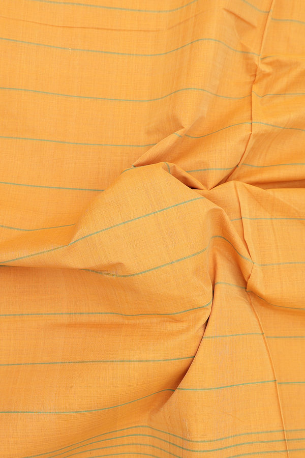 Mangalagiri Cotton Saree Saffron Yellow With Stripes Design