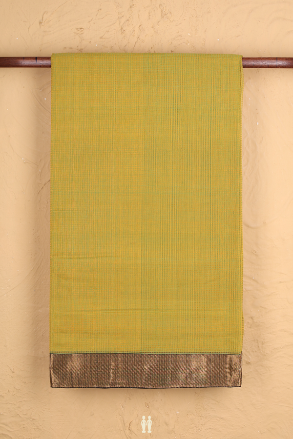Mangalagiri Cotton Saree Yellowish Brown With Contrast Border