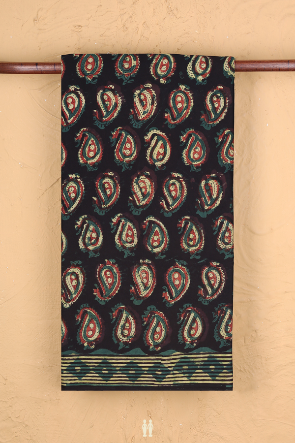 Modal Silk Saree In Black With Paisley Buttas