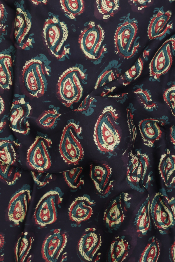 Modal Silk Saree In Black With Paisley Buttas