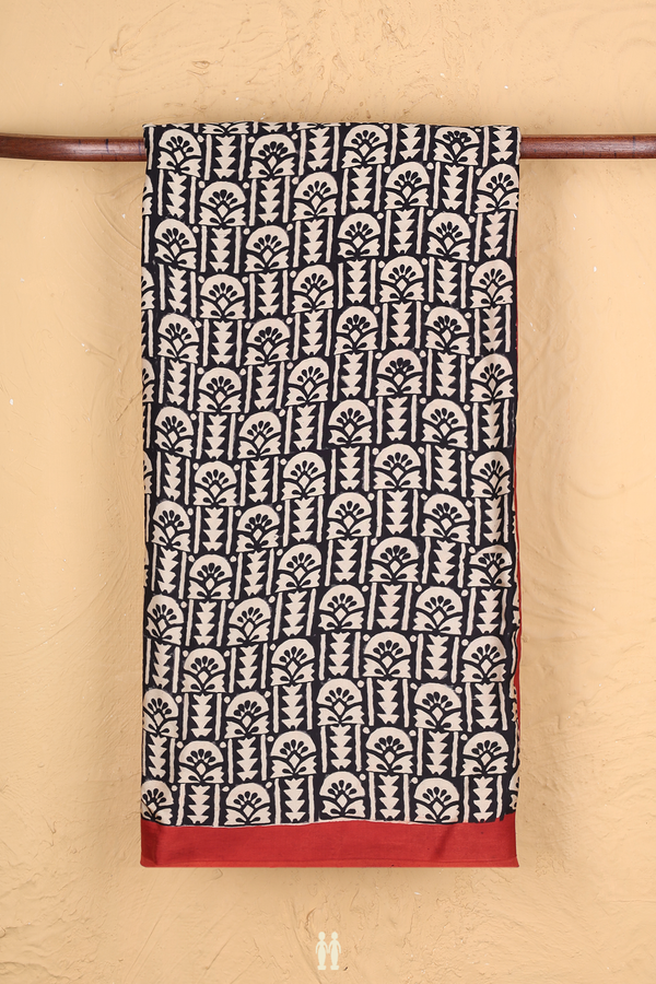 Modal Silk Saree In Black With Printed Design