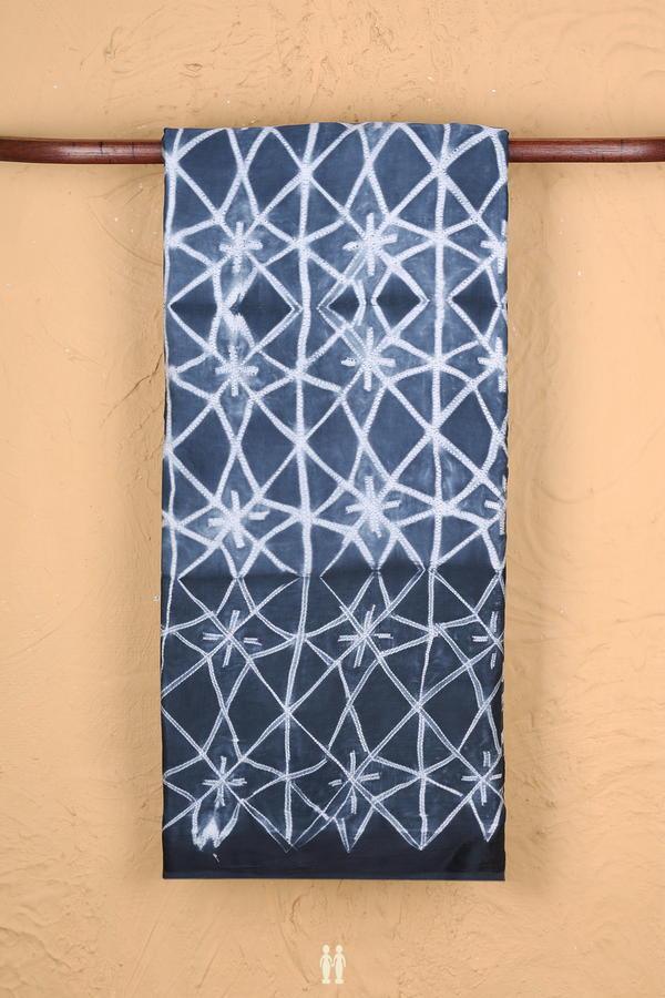 Modal Silk Saree In Charcoal Grey With Shibori Design