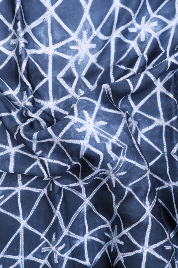 Modal Silk Saree In Charcoal Grey With Shibori Design