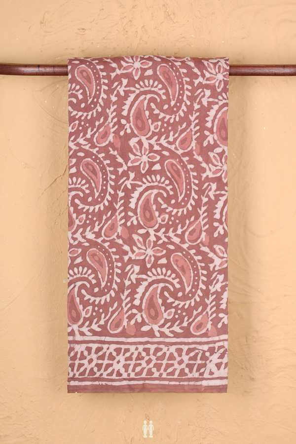 Modal Silk Saree In Cocoa Brown With Paisley Design