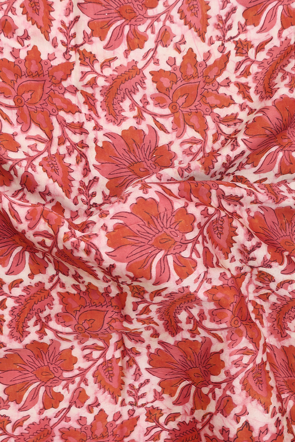 Modal Silk Saree In Orange With Floral Design